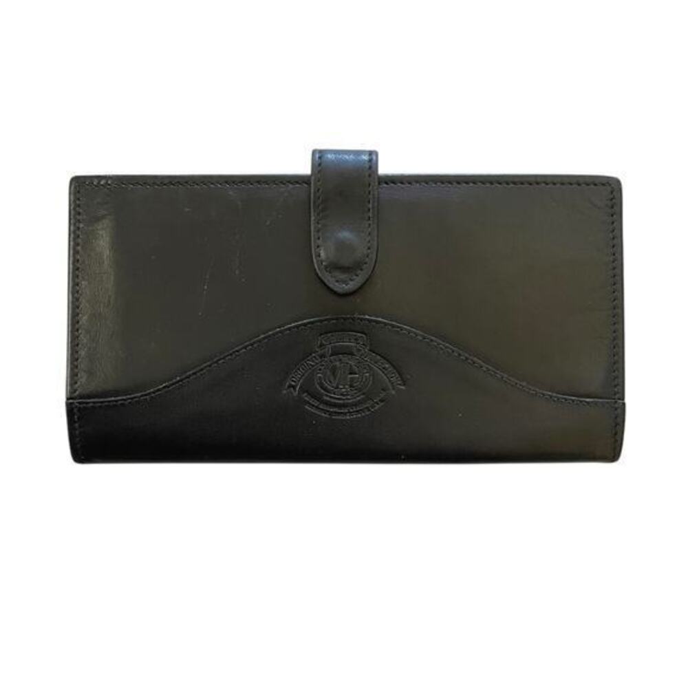 Vintage Ghurka Marley Hodgson MH Logo Black Leather Snap Tab Checkbook Wallet